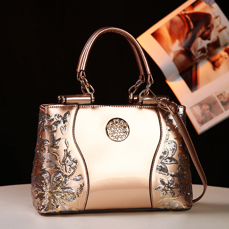 Women's Embroidered Sequined Large Capacity Multi Compartment Handbags