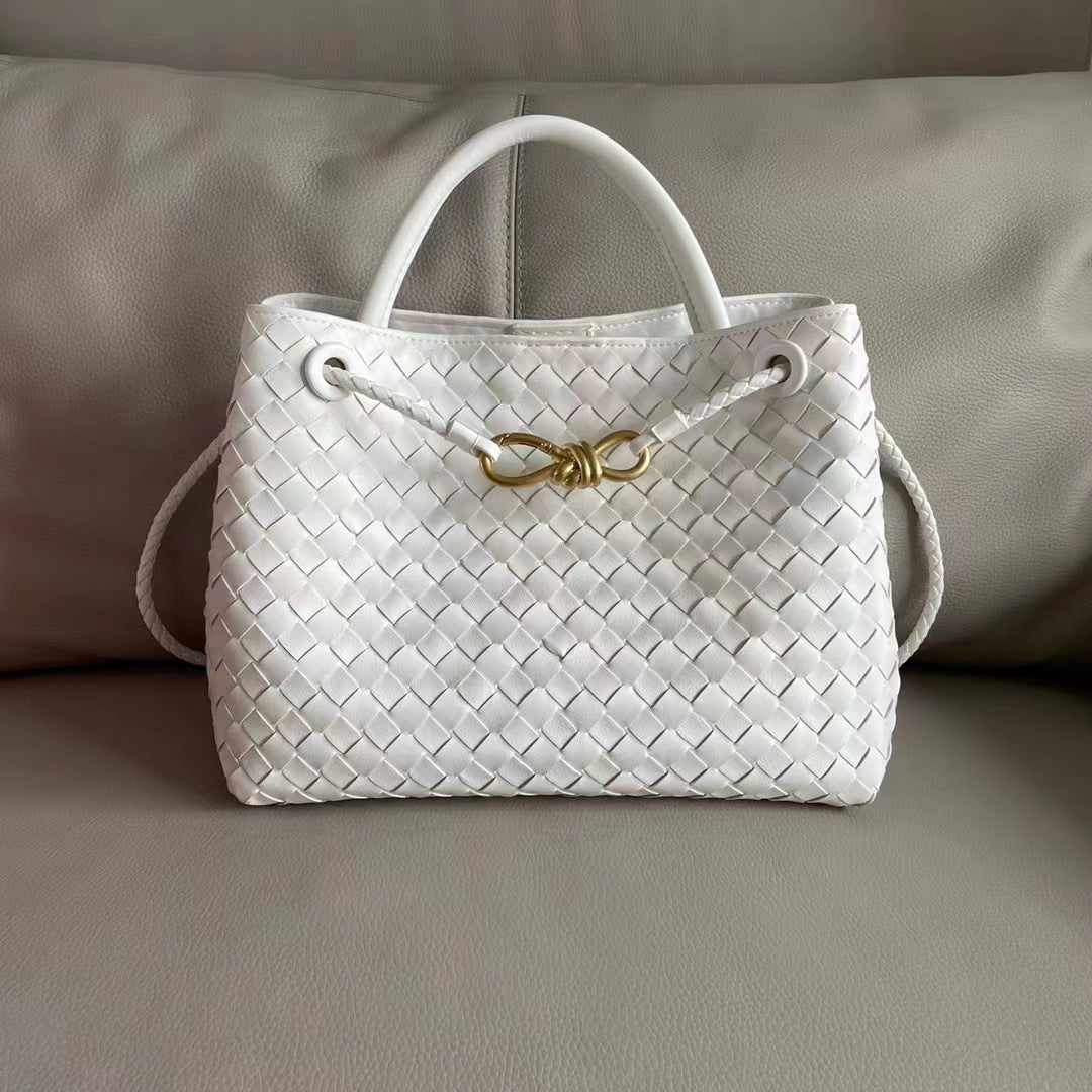 Women's Leather Weave Portable Large Capacity Retro Vegetable Handbags