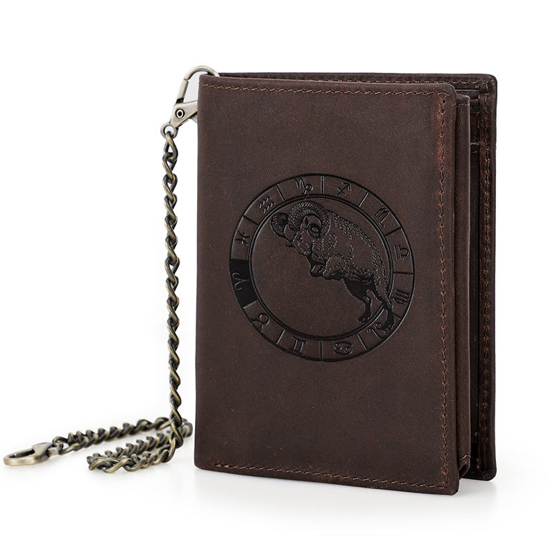 Men's Man Retro Crazy Horse Vertical Twee Men's Wallets