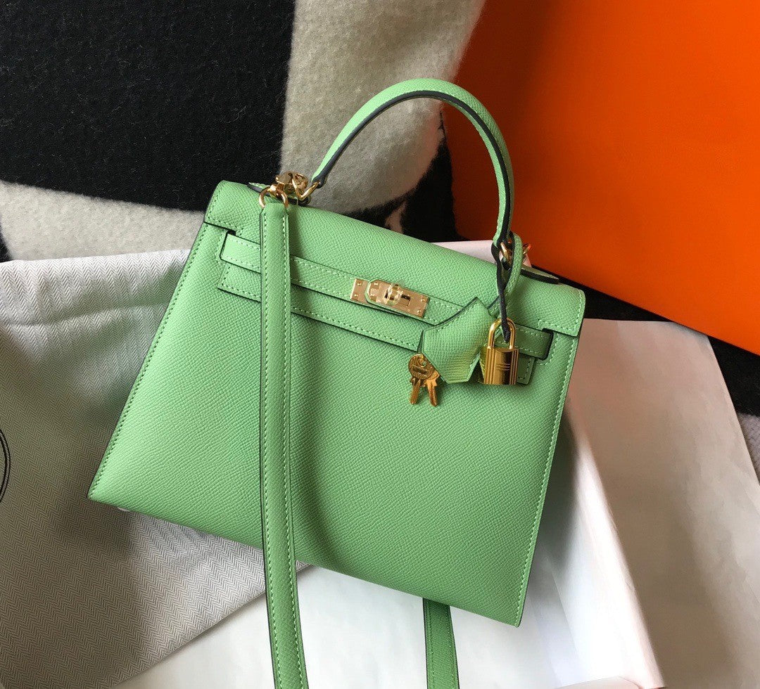 Women's Quality Palm Print Kelly Genuine Leather Shoulder Bags