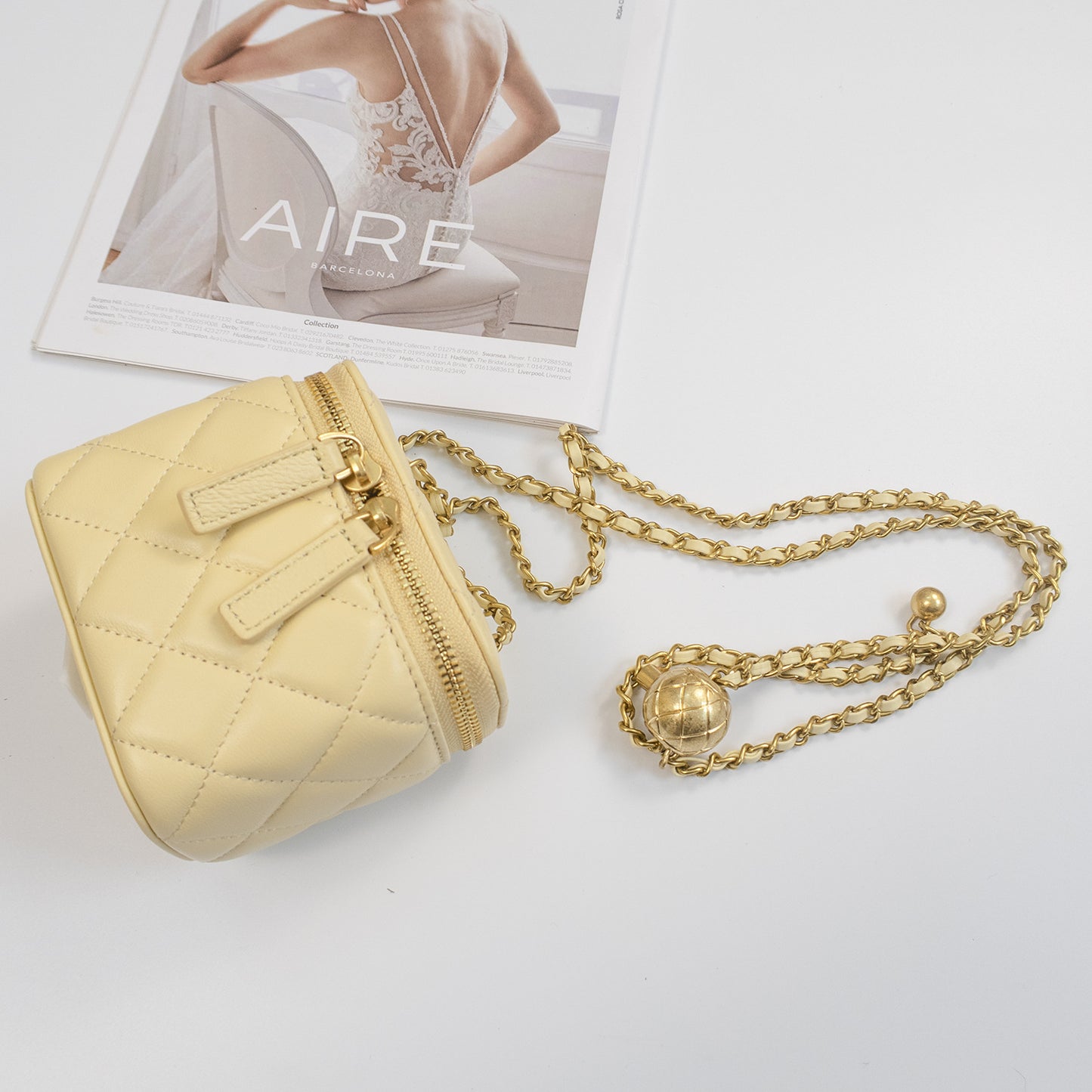 Women's Classic Style Box Golden Ball Rhombus Chain Sheepskin Mini Crossbody Bags