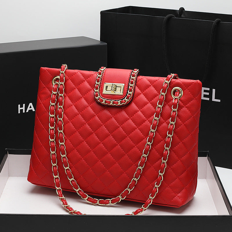 Women's Capacity Rhombus Chain High-grade Solid Color Shoulder Bags