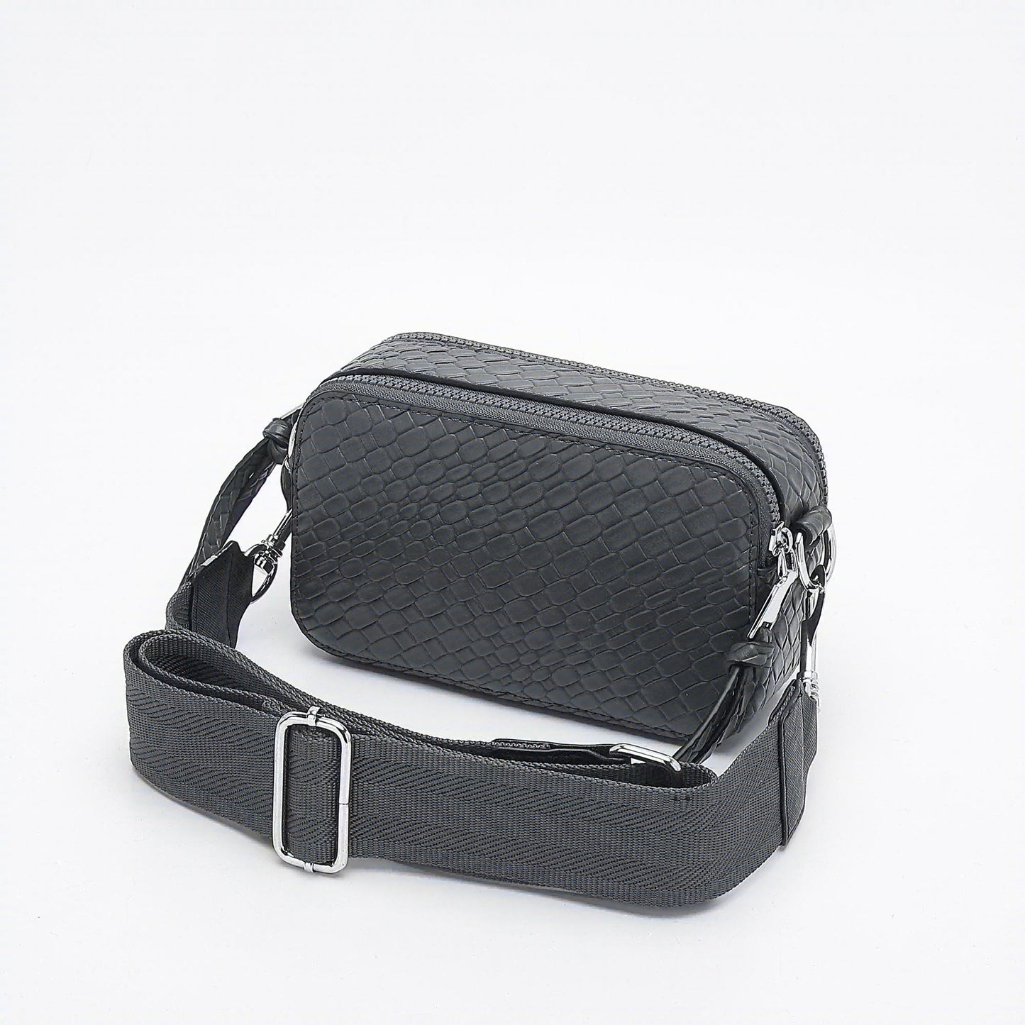 Women's Wide Strap Mark Double Zipper Classic Bags
