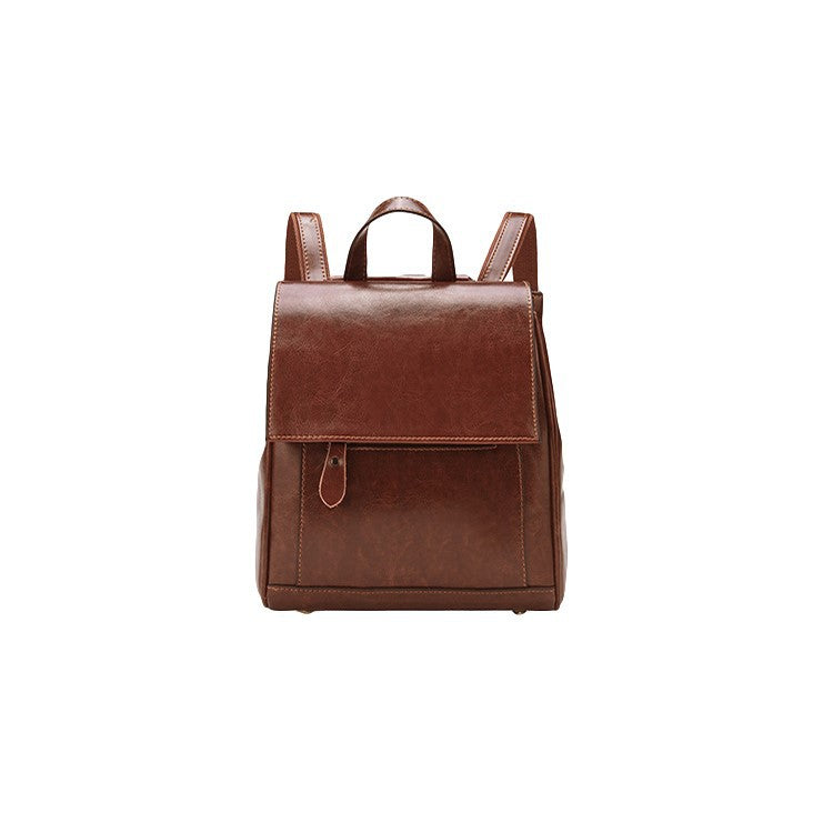 Women's Genuine Leather Fashion Oil Waxed Backpacks