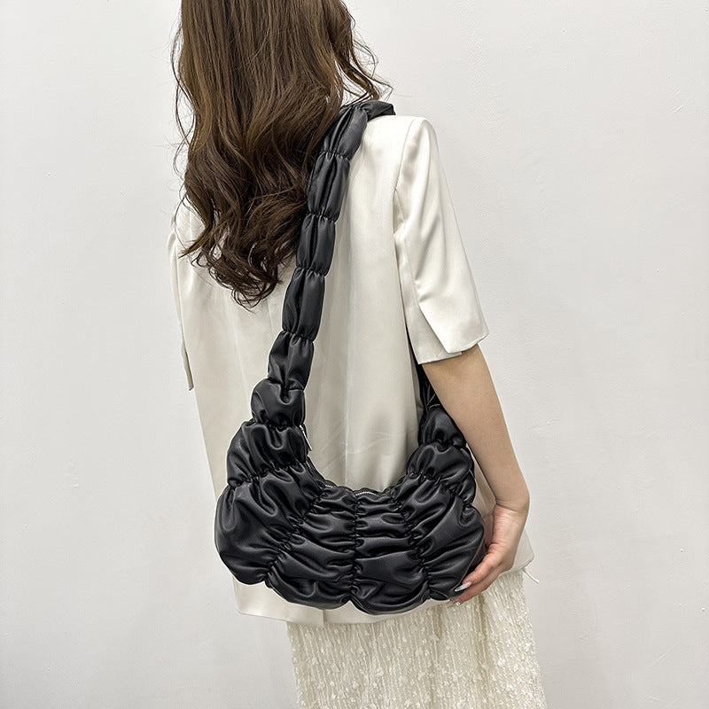 Women's Korean Style Cloud Pleated Underarm Sponge Shoulder Bags
