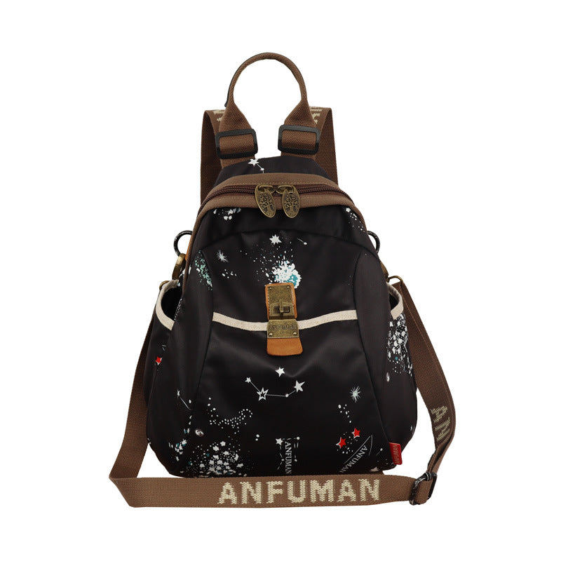 Black White Printed Ethnic Style Fashionable Large Backpacks