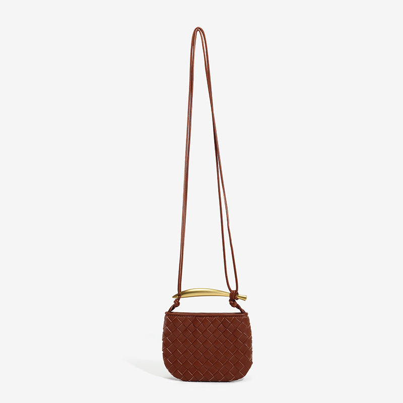 Spring Sier Sardine Soft Leather Woven Crossbody Bags