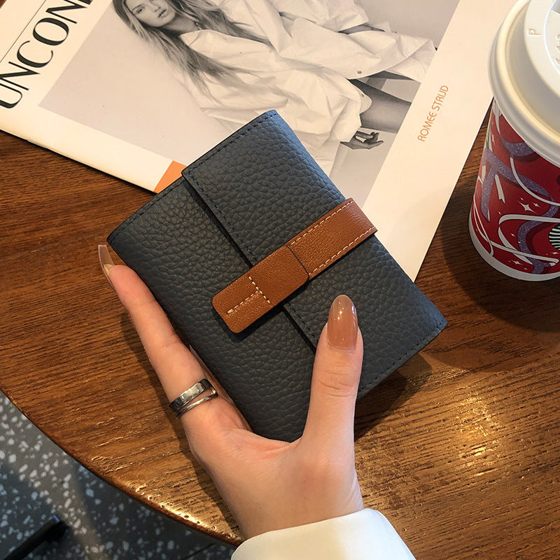 Women's Leather Short Contrast Color First Layer Ladies Wallets