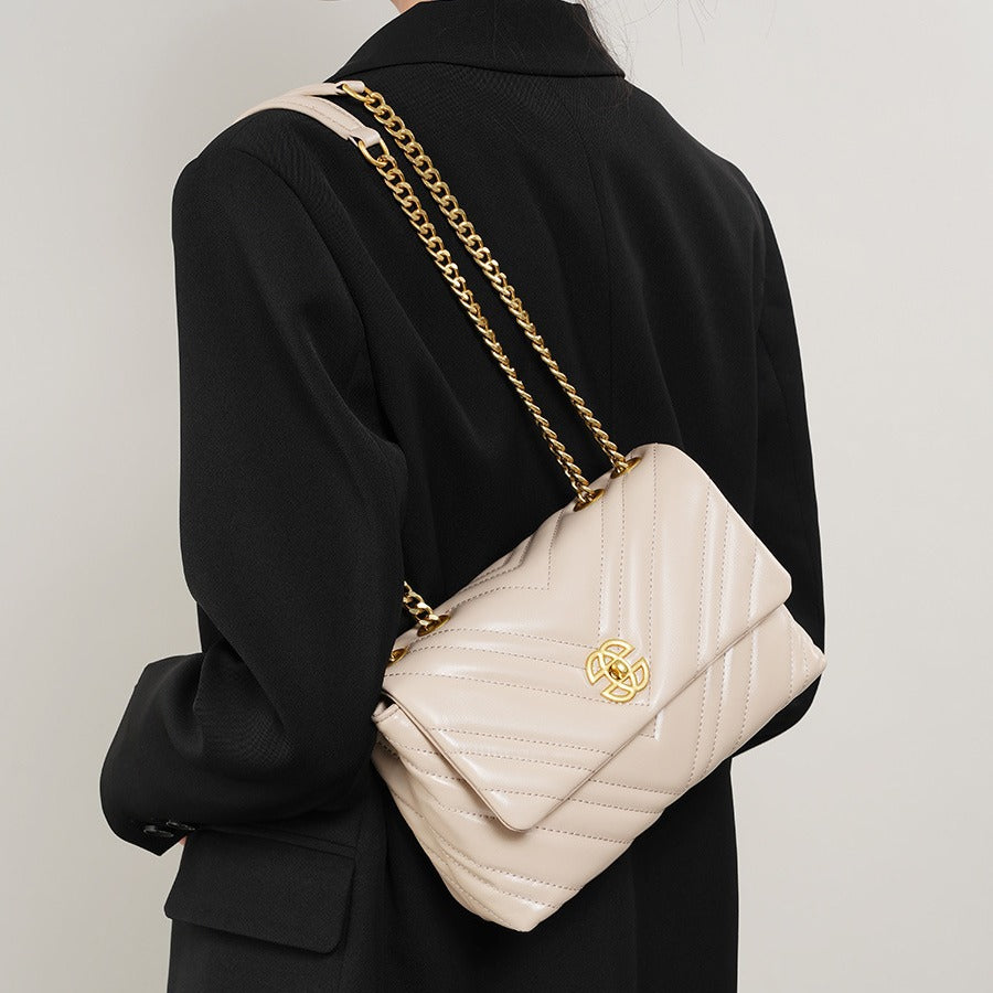 Women's Strict Selection Underarm Rhombus Chain Genuine Crossbody Bags