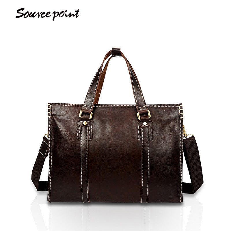 Men's Genuine Leather First Layer Cowhide Oil Men's Handbags