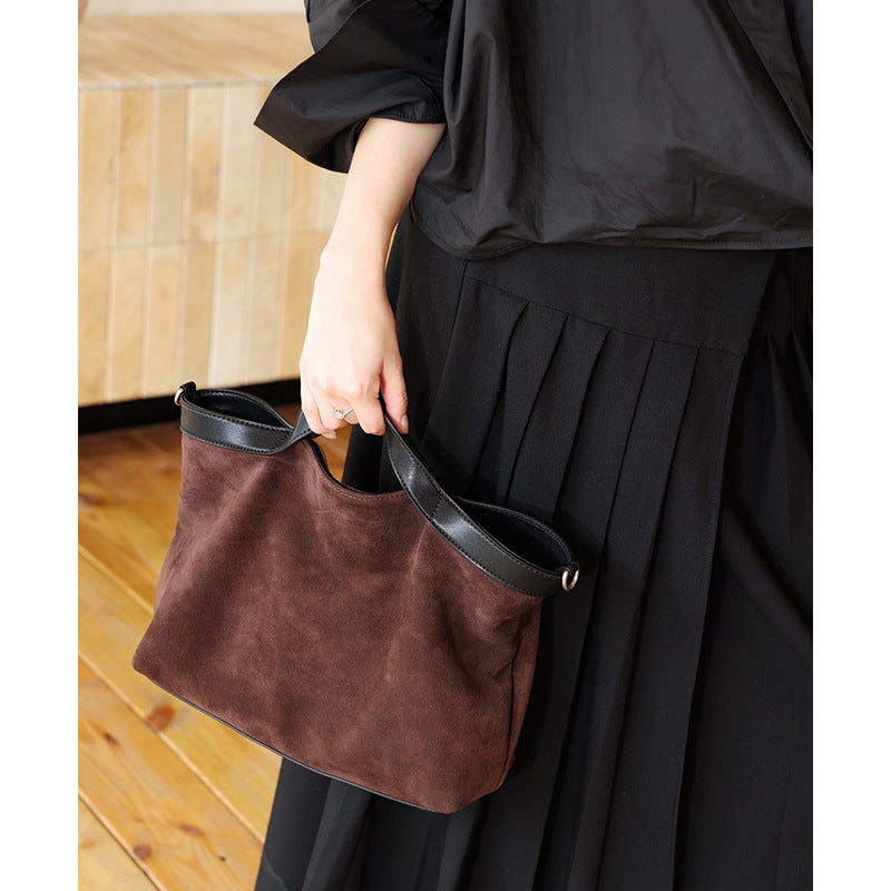 Cowhide Portable Retro Style Leisure Commute Handbags