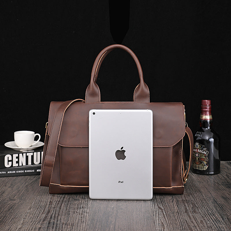 Men's Retro Korean Crazy Horse Leather Business Bags