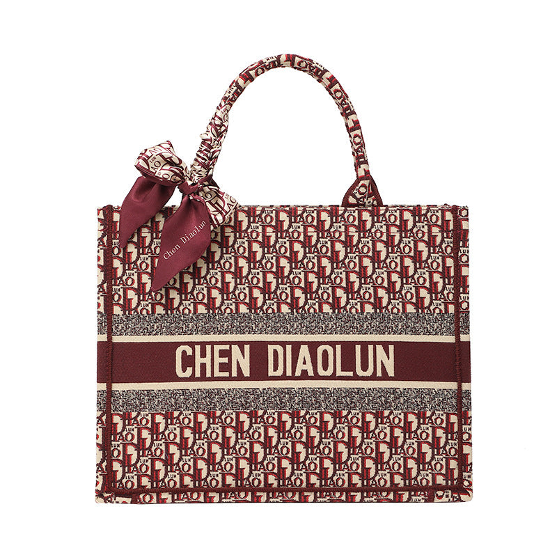 Women's Glamorous Large Capacity Embroidered Shopping Handbags