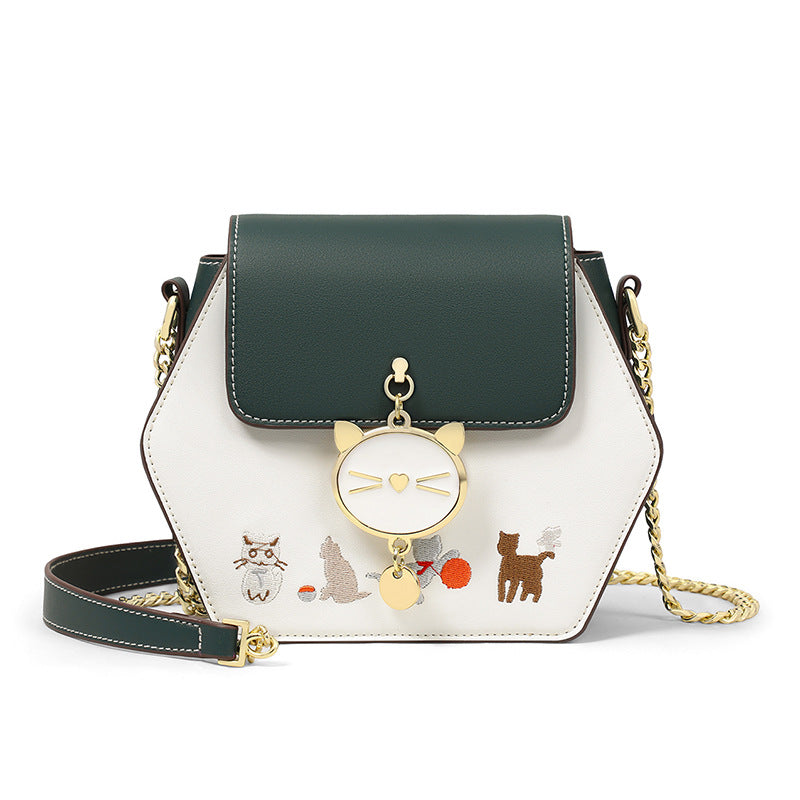 Women's Female Advanced Texture Genuine Leather Niche Crossbody Bags