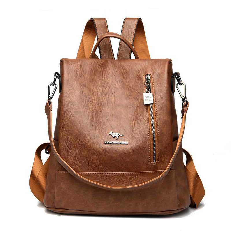 Women's Soft Leather Fashion Korean Style Large Backpacks