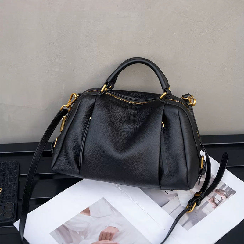 Women's First Layer Cowhide Dumpling Genuine Leather Handbags
