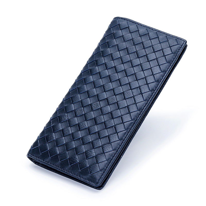 Pure Sheepskin Long Fashion Hand-woven Two-fold Men's Wallets