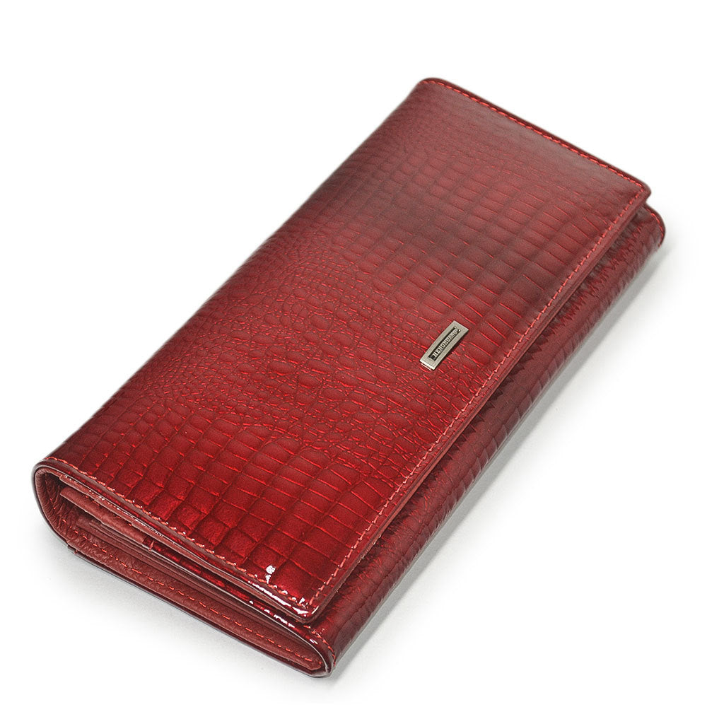 Women's Magnetic Snap Patent Leather Long Multiple Ladies Wallets