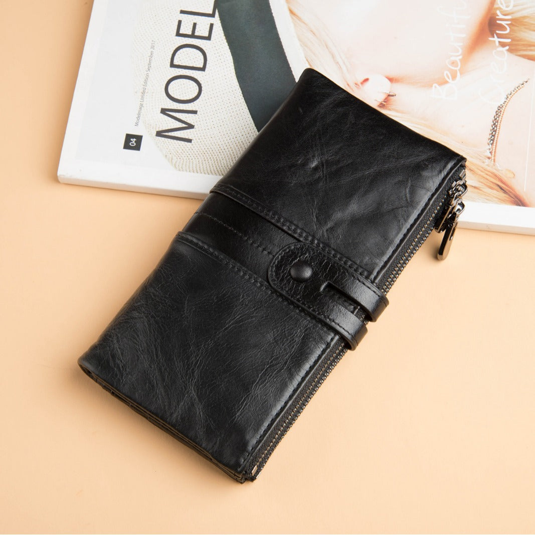 Women's Fashion Cowhide Long First Layer Clutch Ladies Wallets