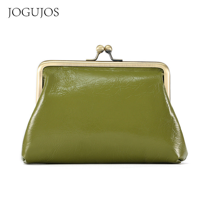 Women's Genuine Leather Hasp Candy Color Storage Handbags