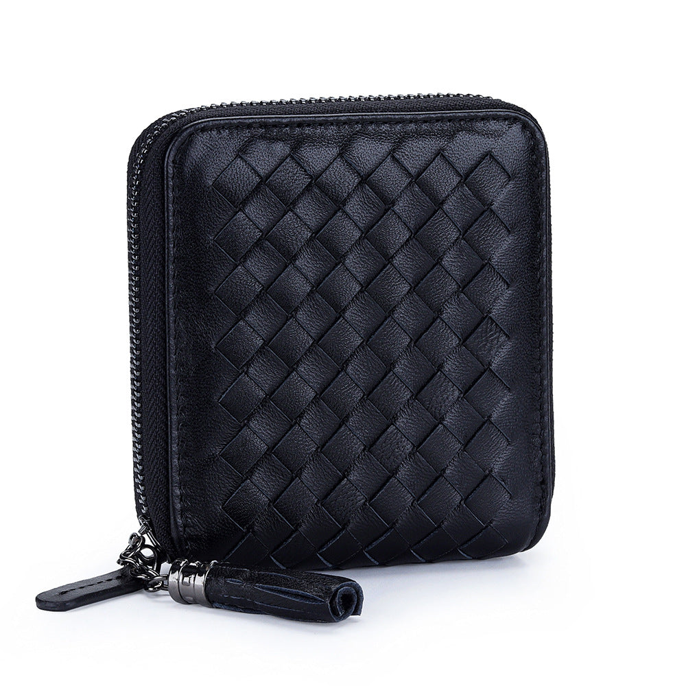 Women's Short Sheepskin Zipper Classic Genuine Leather Ladies Wallets