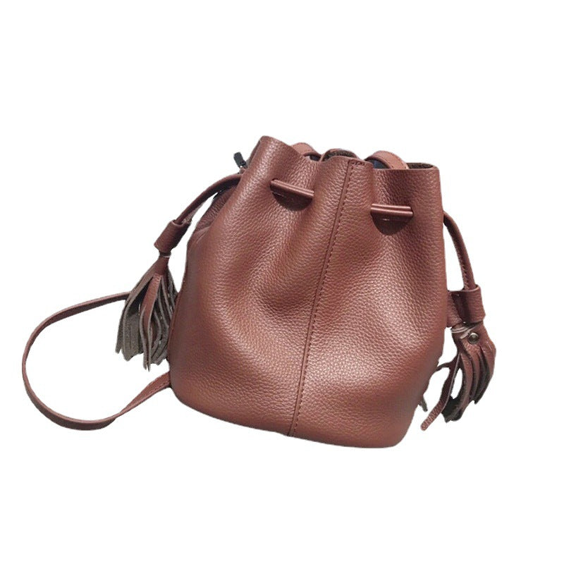 Women's Open Leather Retro Mini Korean Style Shoulder Bags