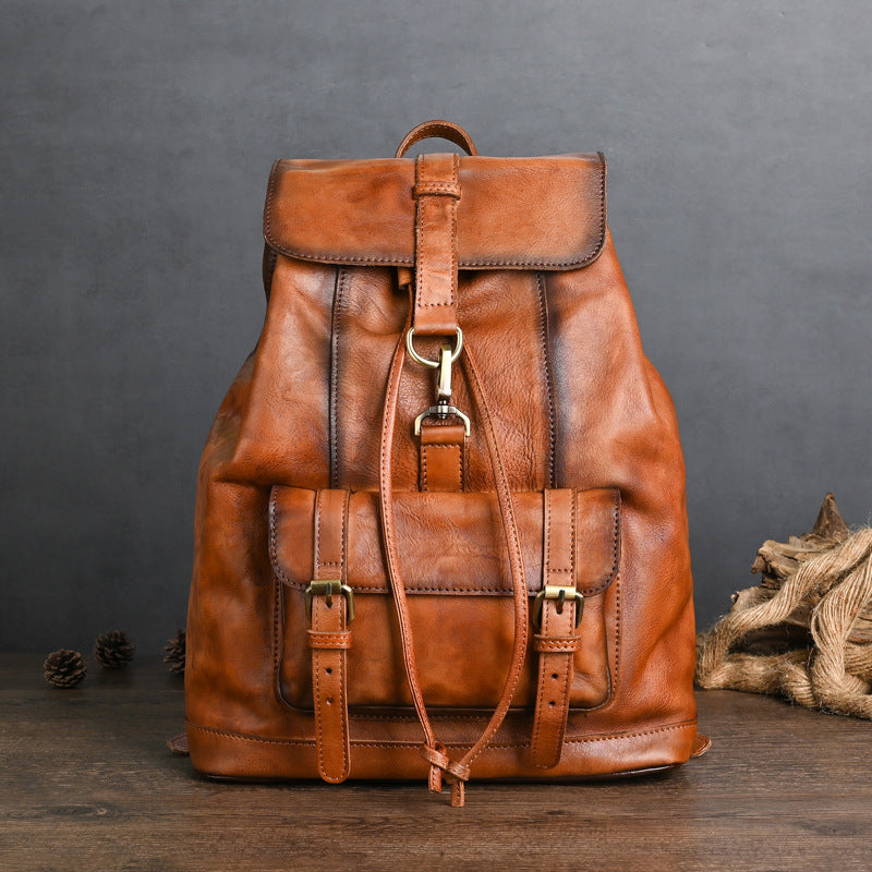 Hand-rub Color Vegetable Tanned Leather Leisure Backpacks