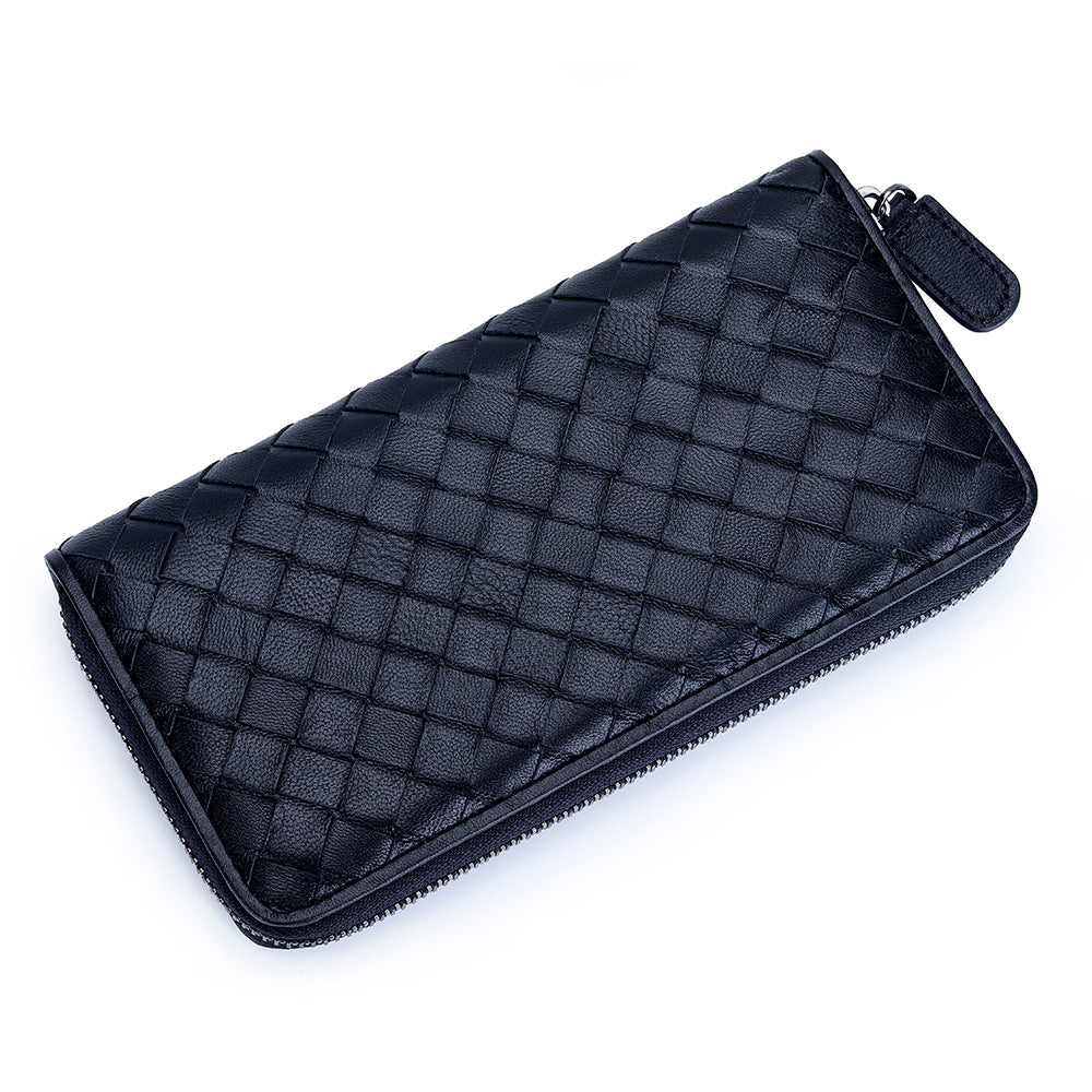 Women's Sheepskin Hand-woven Long Large Capacity Multi Slots Ladies Wallets