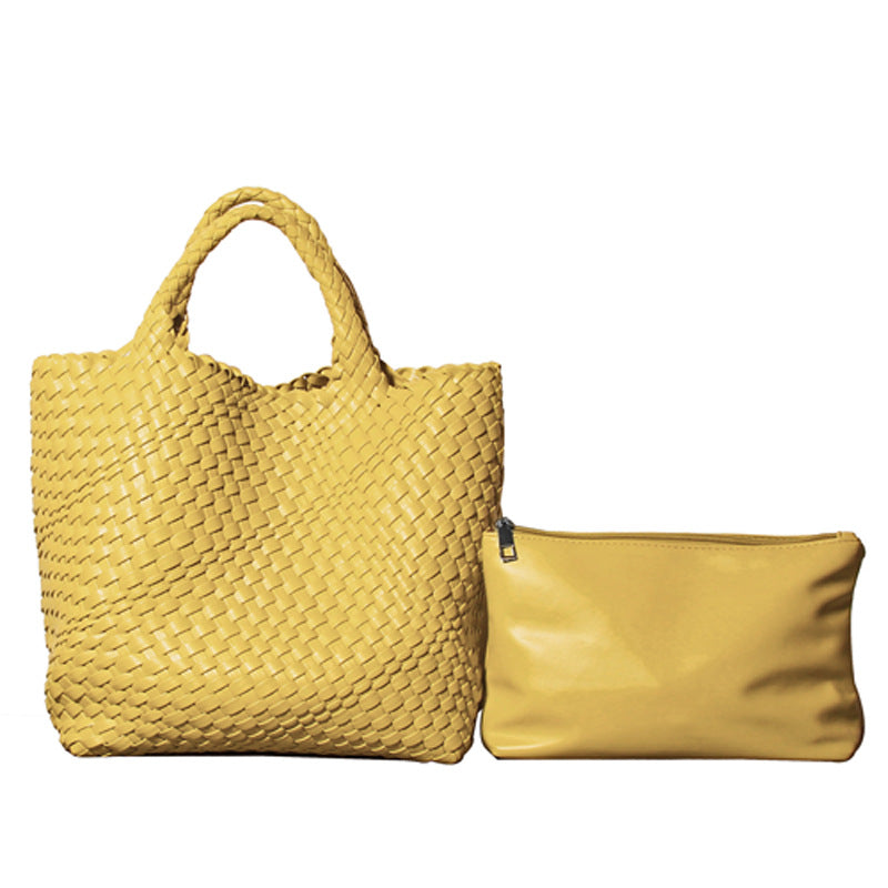 Soft Leather Woven Big Vegetable Basket Handbags