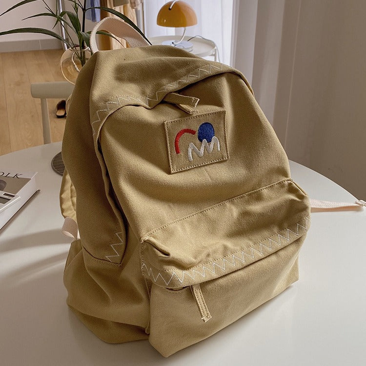 Women's Simple Versatile Canvas High Korean Style Backpacks
