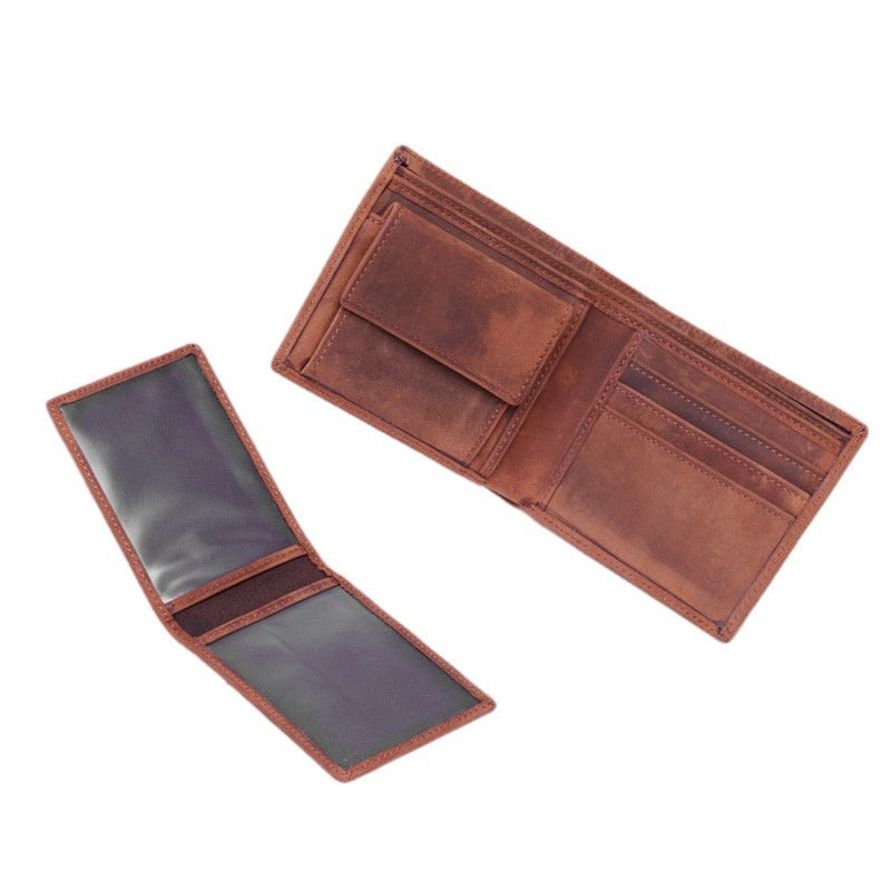 Men's Crazy Horse Leather Genuine Cattlehide Surface Men's Wallets