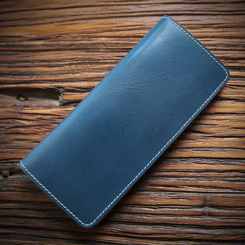 Men's Retro Long Type Italy Vegetable Tanned Leather Men's Wallets