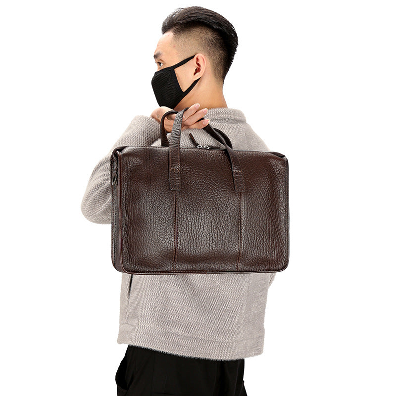 Men's For First Layer Cowhide Inch Computer Men's Handbags
