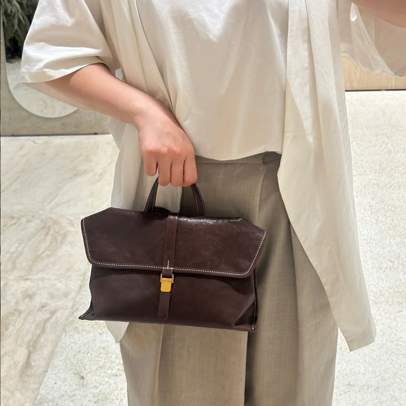 Women's Genuine Leather Vegetable Tanned Large Capacity Shoulder Bags