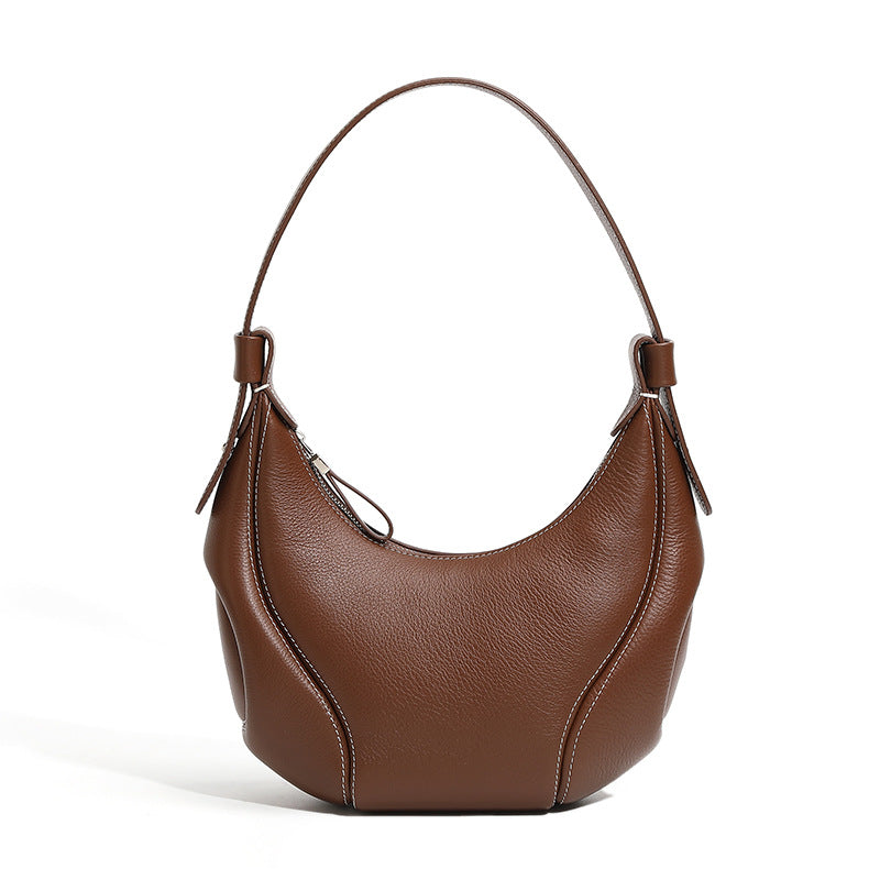 Women's Baseball Underarm Niche Retro Crescent Genuine Armpit Bags