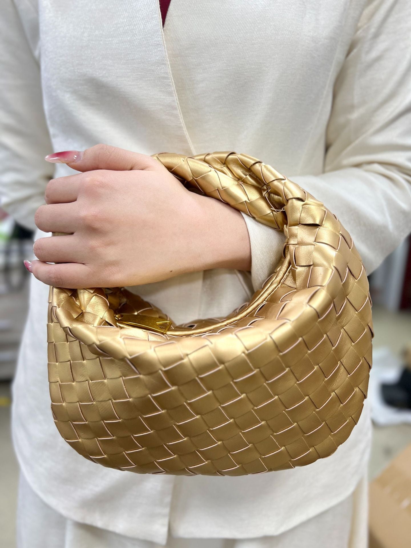 Woven Female Cloud Croissant Hand Holding Handbags