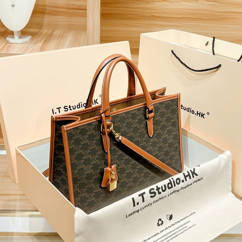 Women's Leather Trendy Large Capacity Commuter Portable Handbags