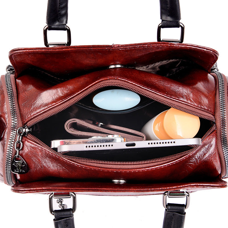 Women's Leather Trendy Soft Pillow Large Capacity Handbags