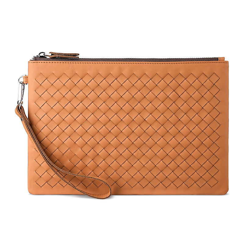 Women's & Men's & Hand-woven Leather Clutch Business Wrist Bags