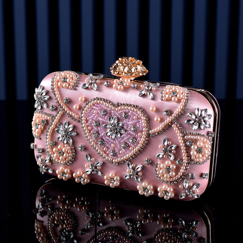 Women's Pearl Embroidery Hand-held Banquet Rhinestone Beaded Vintage Dinner Evening Bags