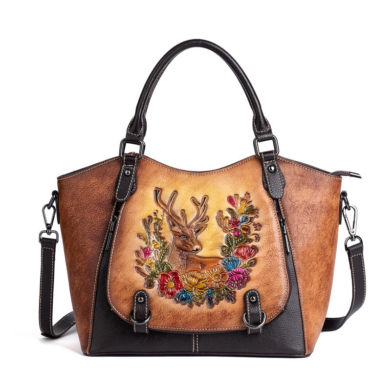 Women's Style First Layer Cowhide Retro Rub Handbags
