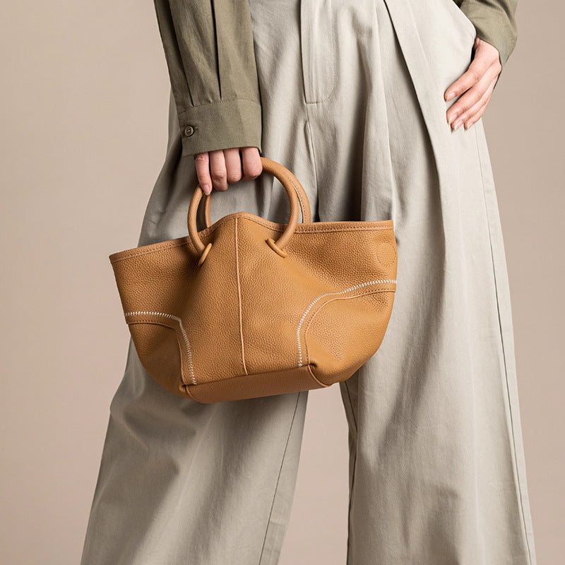Women's Winter Niche Commuter Basket Portable Soft Handbags