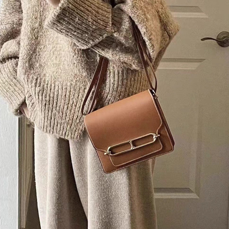 Women's Nose Lychee Pattern Cattlehide Leather Fashion Shoulder Bags