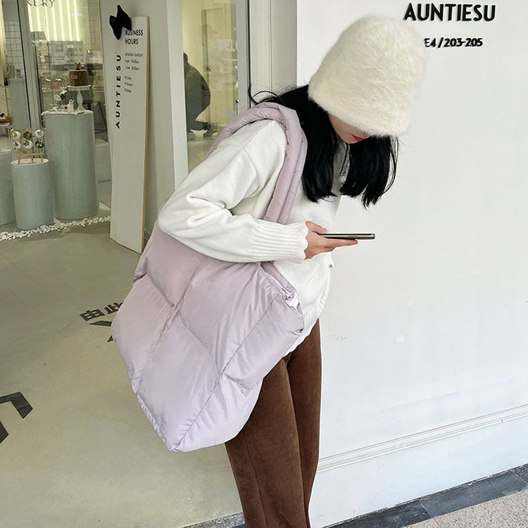 Versatile Large Capacity Down Tuck Cotton Shoulder Bags
