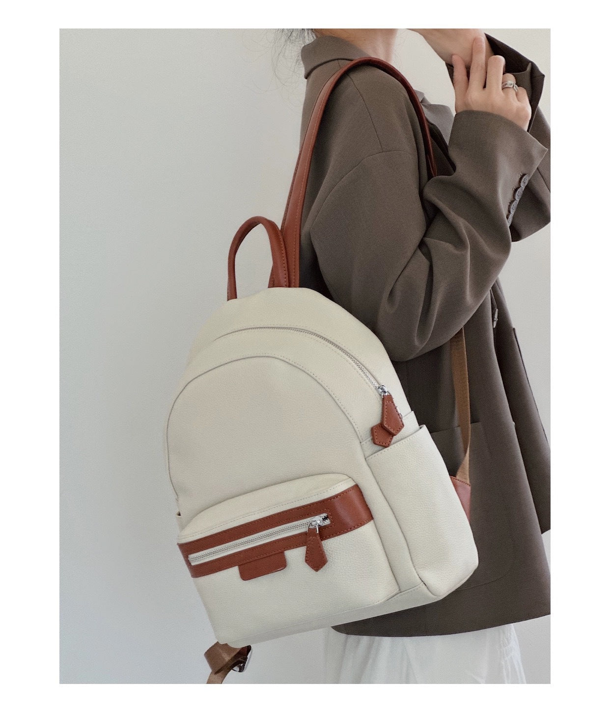 Women's First Layer Leather Leisure Large Capacity Backpacks