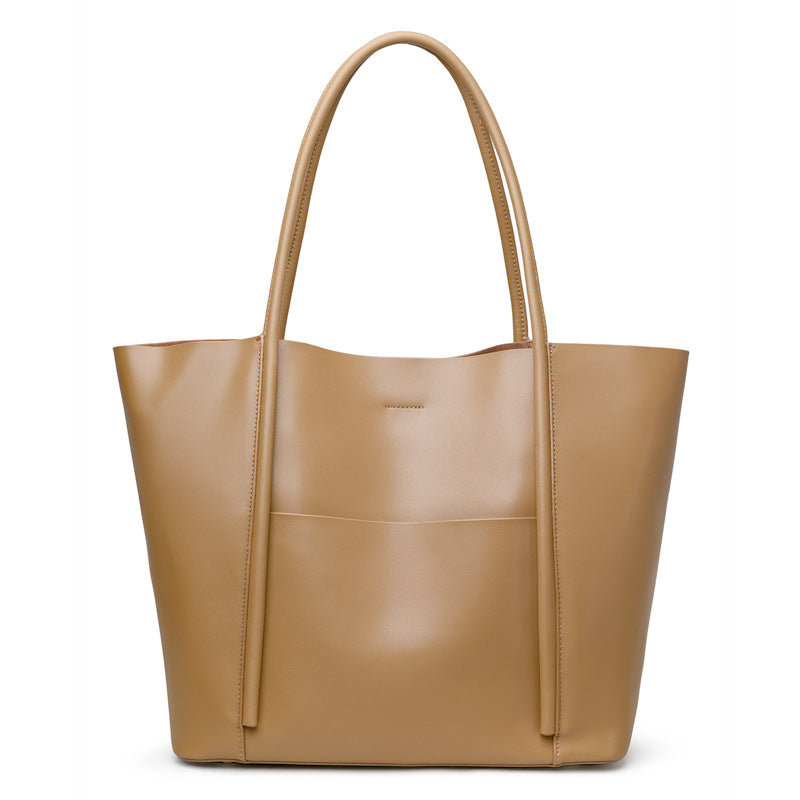 Women's Cowhide Big Large Capacity Versatile Simple Shoulder Bags