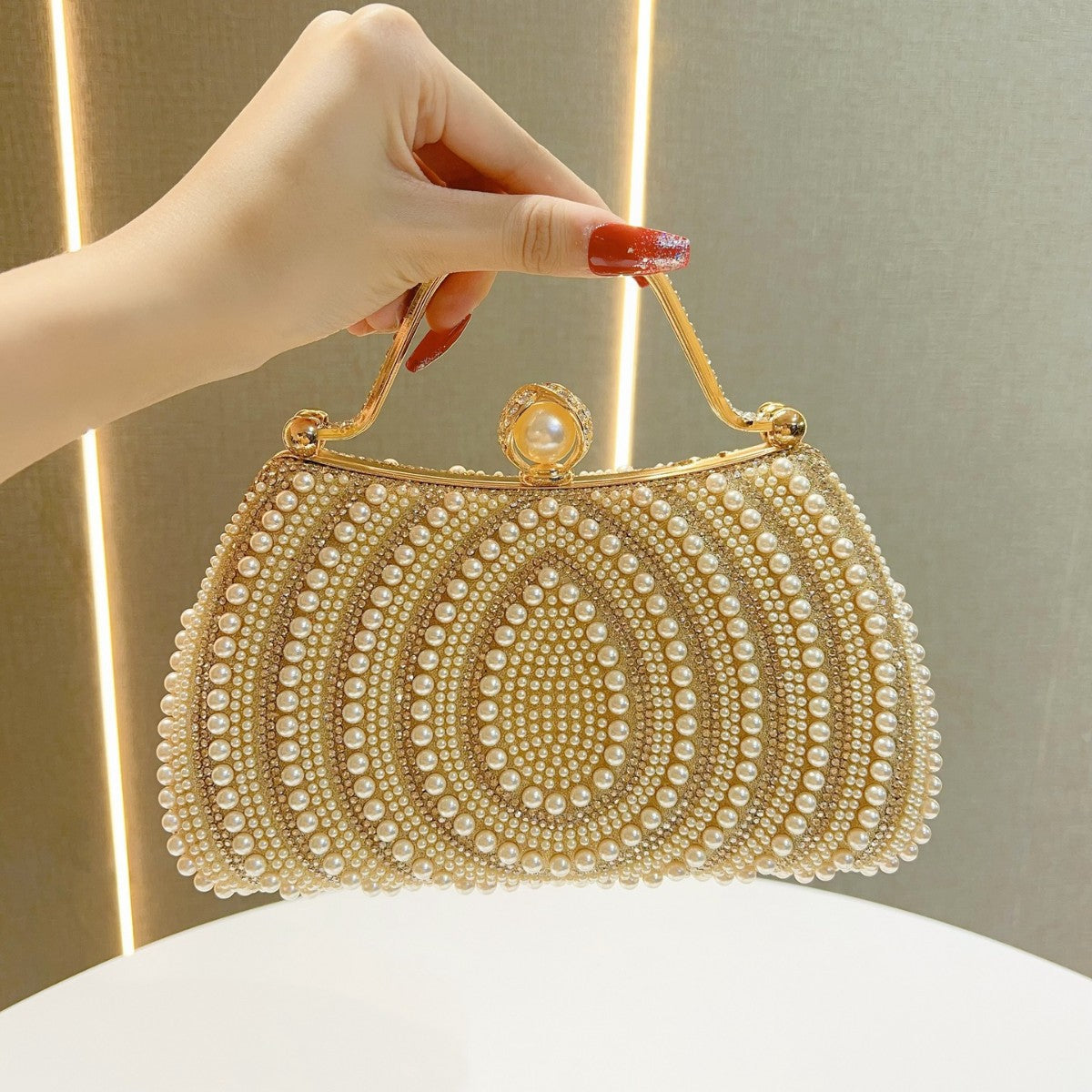 Women's Pearl Dinner Banquet Dress Diamond Clutch Evening Bags