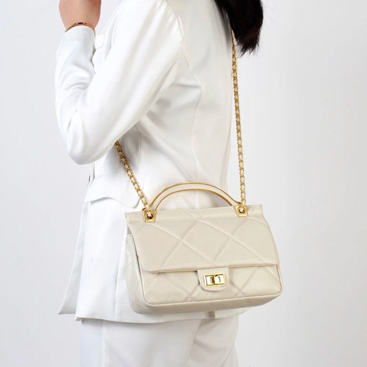 Women's Top Layer Cowhide Style Chain Large Crossbody Bags