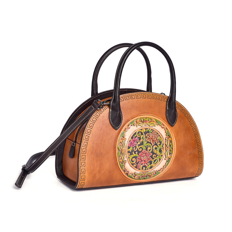 Women's Layer Cowhide Chinese Style Dumpling Unique Craft Handbags