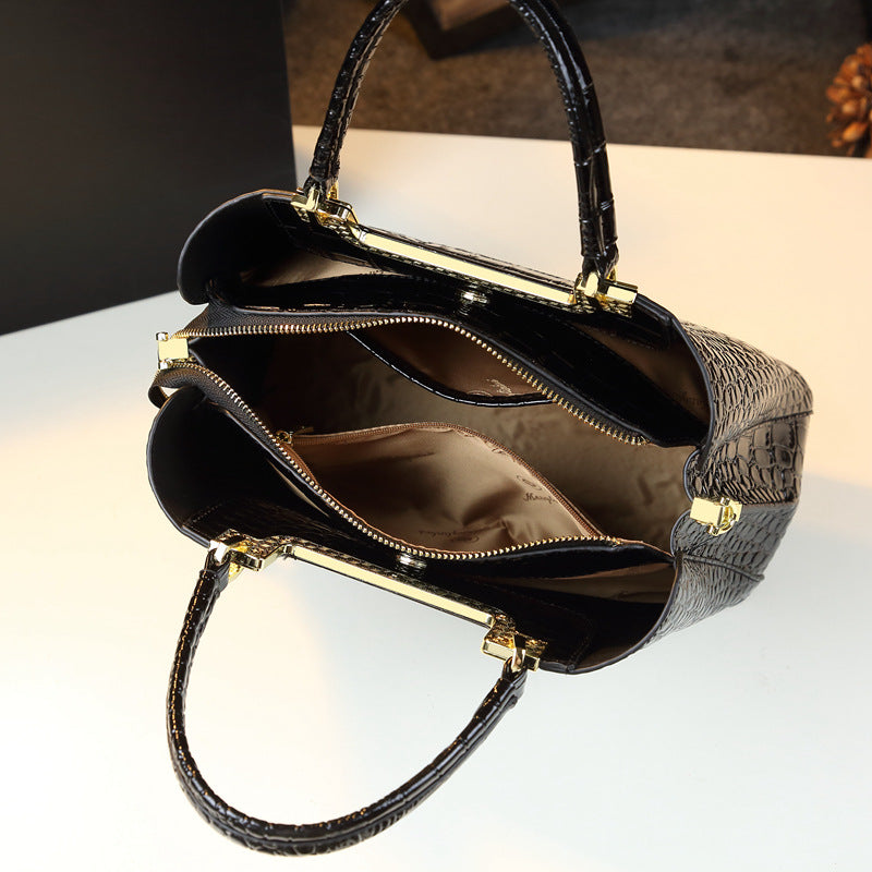 Summer Glossy Mother Fashion Crocodile Pattern Elegant Handbags